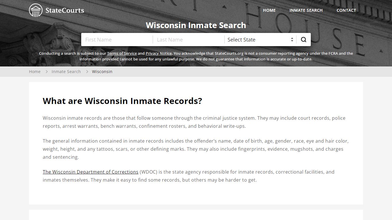 Wisconsin Inmate Search, Prison and Jail Information - StateCourts